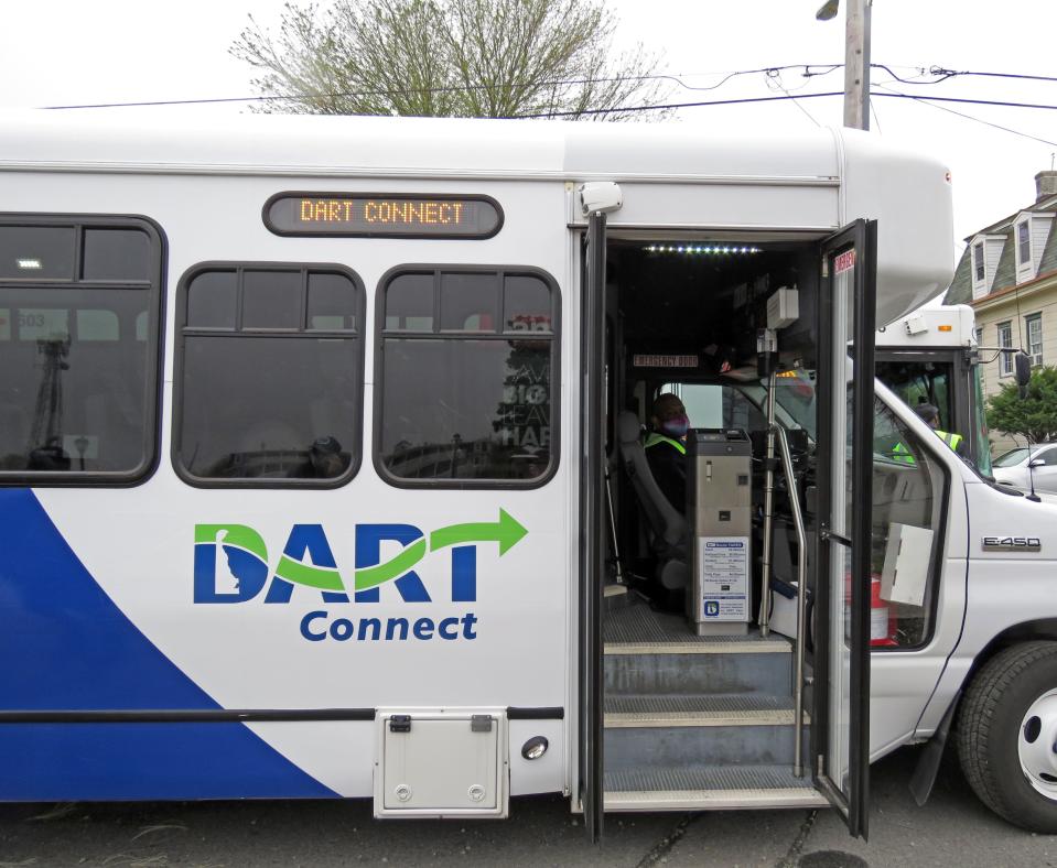 A DART Connect bus in Georgetown. DART Connect, an Uber-like on-demand ride service, is coming to Newark on Aug. 7.