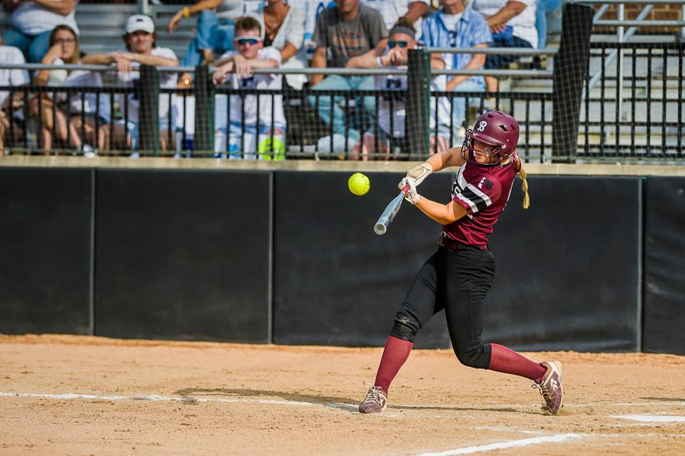 Hailee Kara of Buchanan hits a home run in the second inning of the Bucks' Division 3 State Final game with Richmond June 19, 2021 at Secchia Stadium in East Lansing, Mich. Kara was named honorable mention All-State Wednesday.