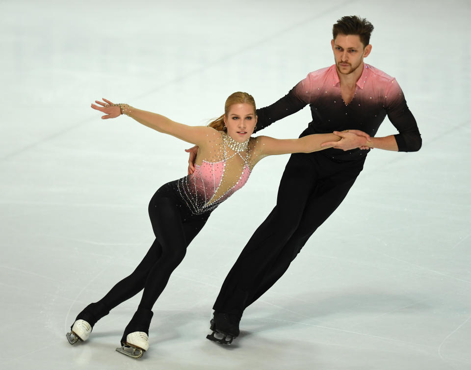 Ekaterina Alexandrovskaya, who won a pairs alongside Harley Windsor (right) world title in 2017 and competed in the 2018 Olympics for Australia, died on Friday in Moscow.