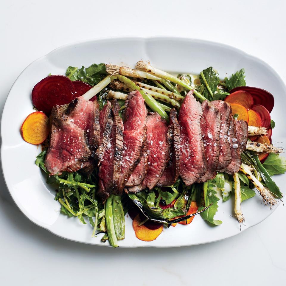 Grilled Steak Salad with Beets and Scallions