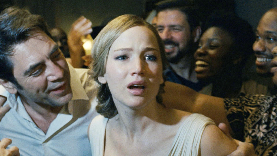 Javier Bardem and Jennifer Lawrence in mother!