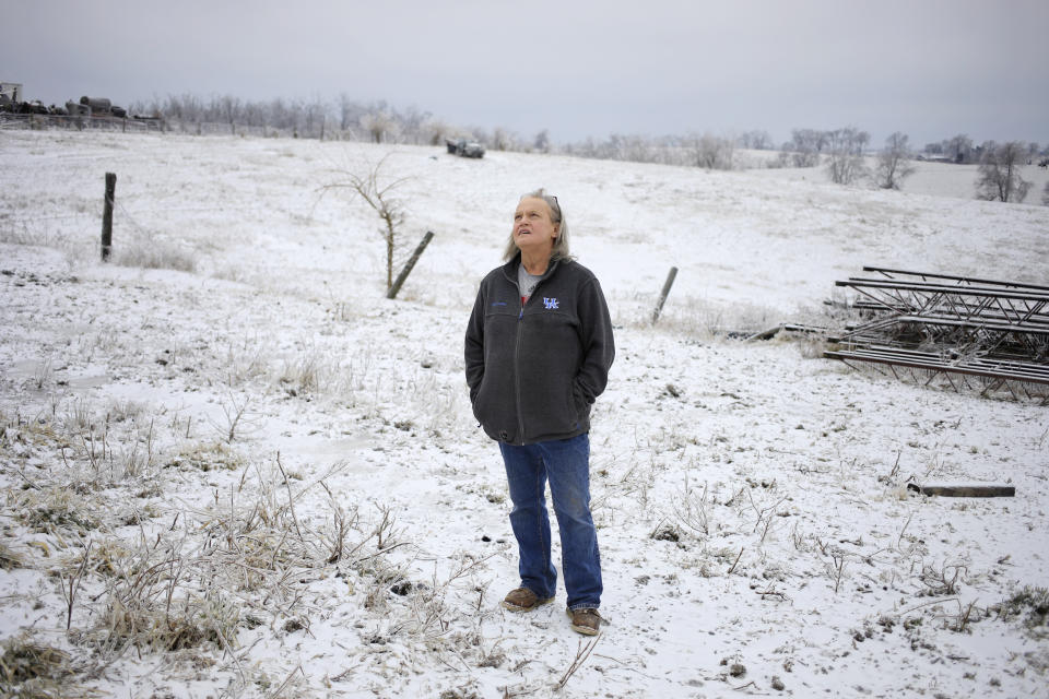 Kim Johnson on her farm in Ewing, Ky. (Luke Sharrett / for NBC News)