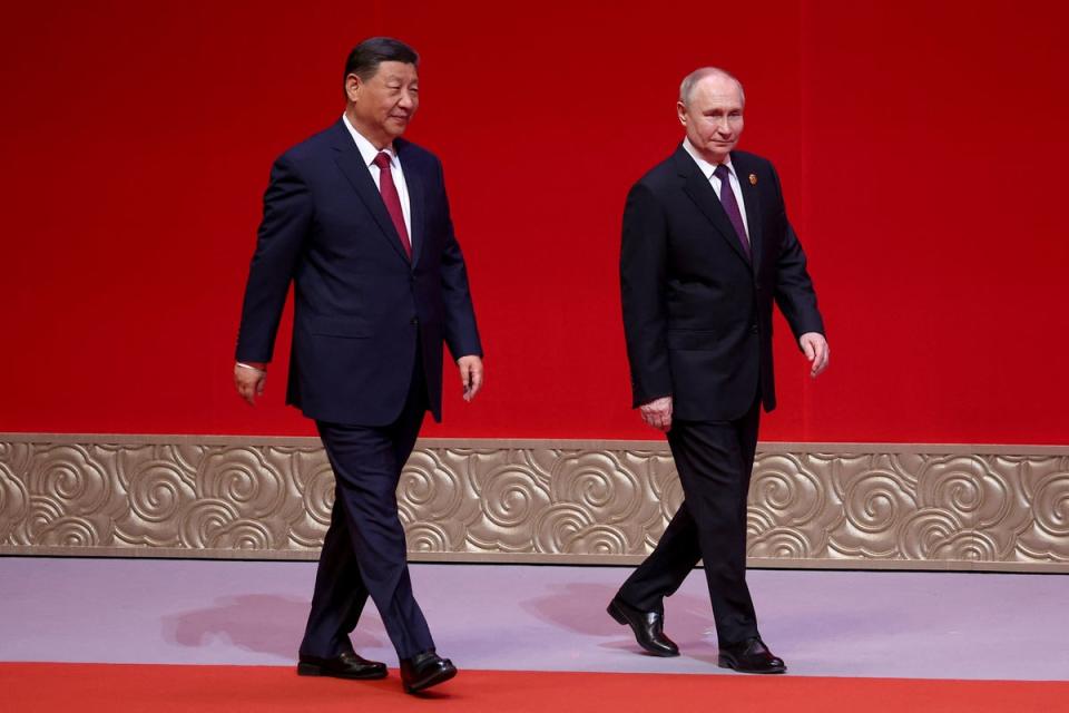 Vladimir Putin and Xi Jinping agreed to deepend their ties following talks in Beijing on Thursday (Pool/AFP via Getty Images)