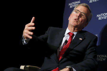 Former Governor Jeb Bush (R-FL) addresses the National Review Institute's 2015 Ideas Summit in Washington, April 30, 2015. REUTERS/Jonathan Ernst