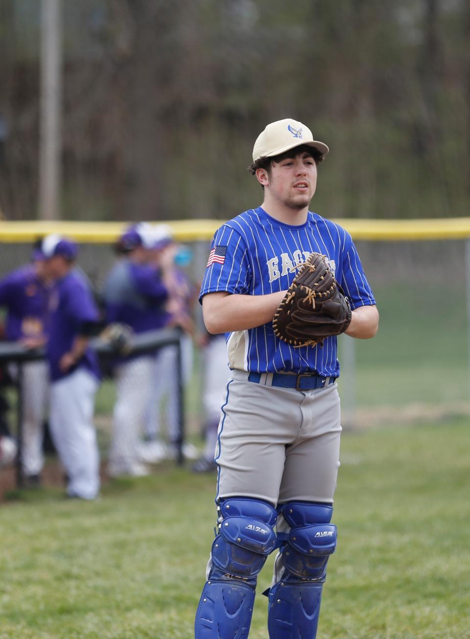 Lincoln junior Gavin Trent warms up before a game against Hagerstown April 12, 2022.