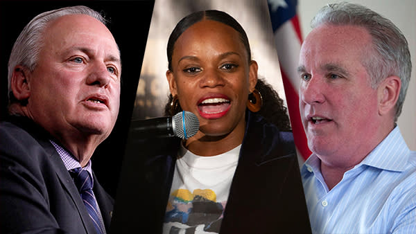 Retired Rep. Mike Doyle (D-PA), state Rep. Summer Lee and Republican candidate Mike Doyle. (Photo illustration: Yahoo New; photos: Aaron P. Bernstein/Reuters, Rebecca Droke/AP(2))