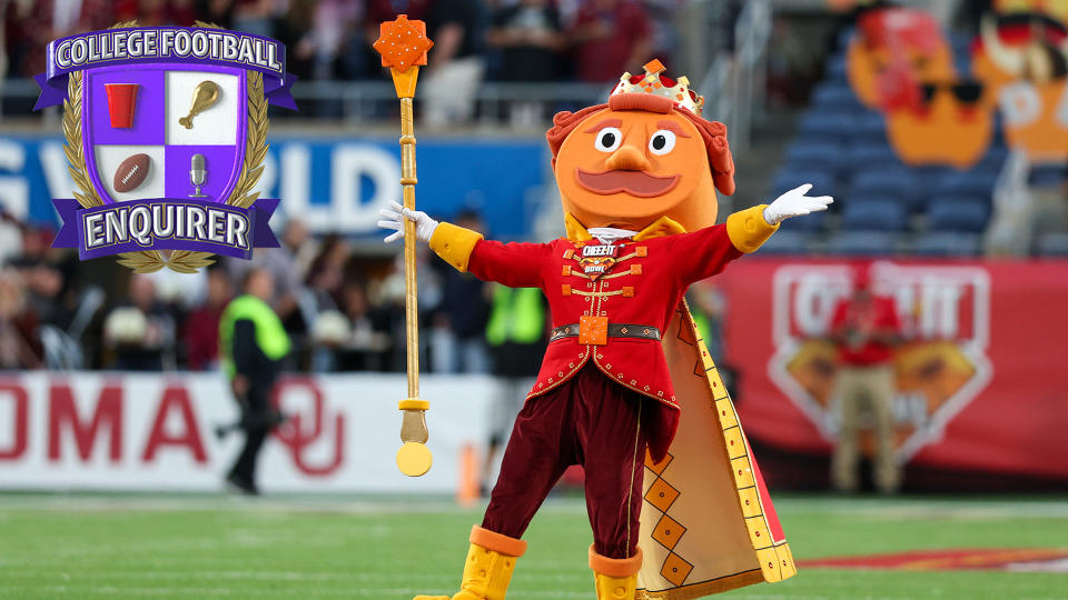 The Cheez-It mascot takes the field ahead of the Cheez-It bowl
Nathan Ray Seebeck-USA TODAY Sports