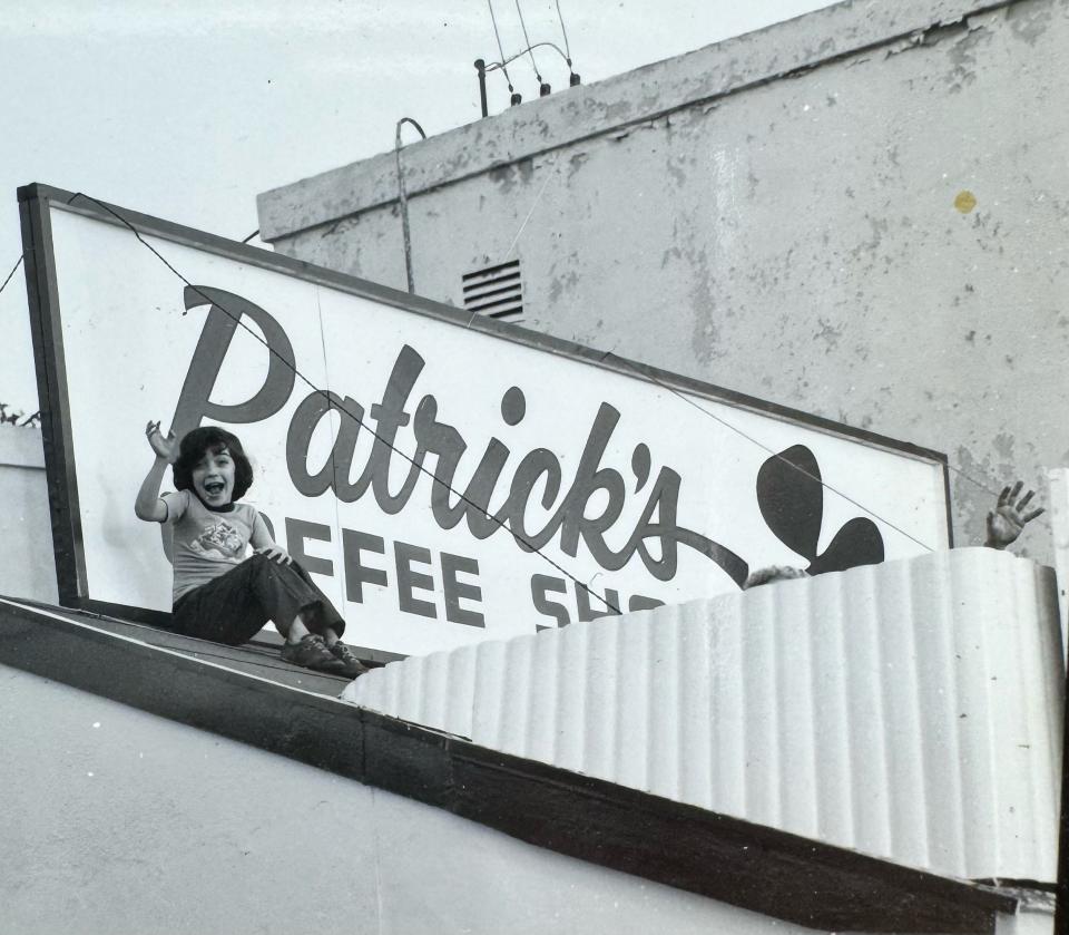 Five-year-old Patrick Fischler in 1974, atop the roof of what was initially called Patrick’s Coffee Shop. <em>Image courtesy of Patrick Fischler</em>