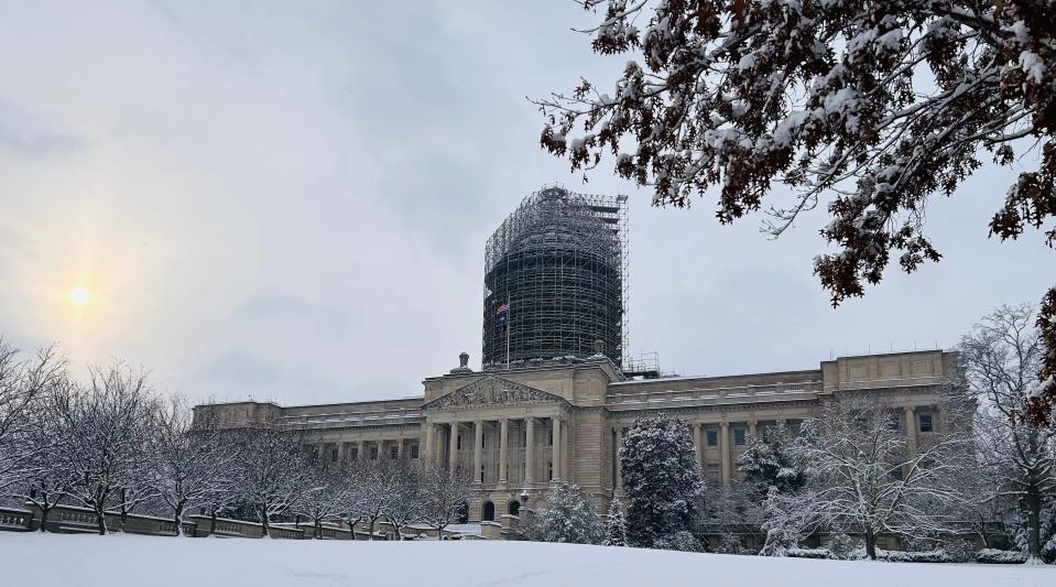 Snow at the Kentucky Capitol. Jan. 19, 2024