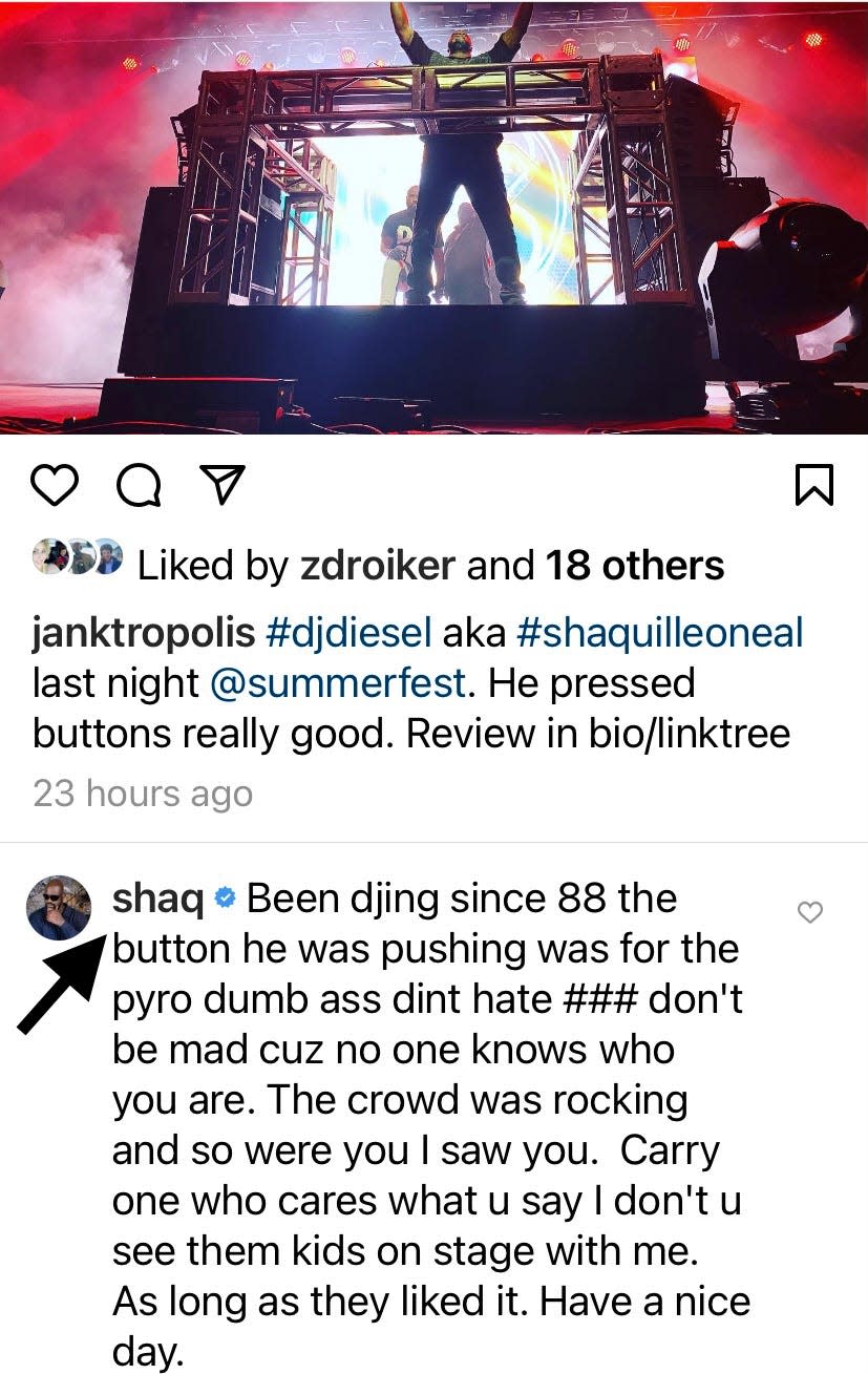 Shaquille O'Neal did not take too kindly to Damon Joy's review of his DJ Diesel set at Summerfest.