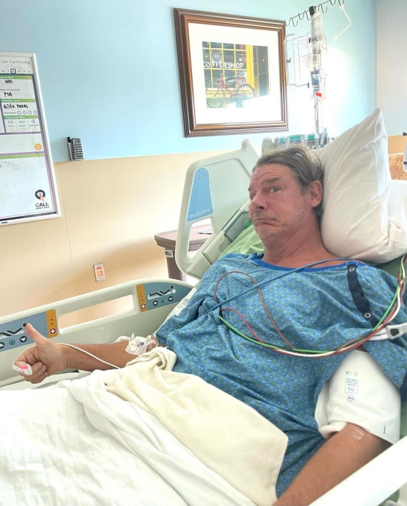 “Turns out, that sore throat I’ve had for the last month was actually an abscess which had grown so large it was closing off my airway,” Pennington later wrote in an Instagram post that featured him hooked up to several machines. Instagram / @thetypennington