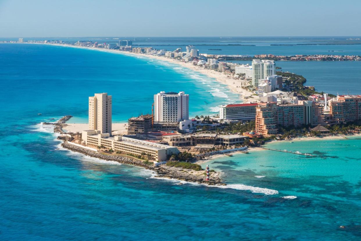 aerial view of hotel zone in Cancun