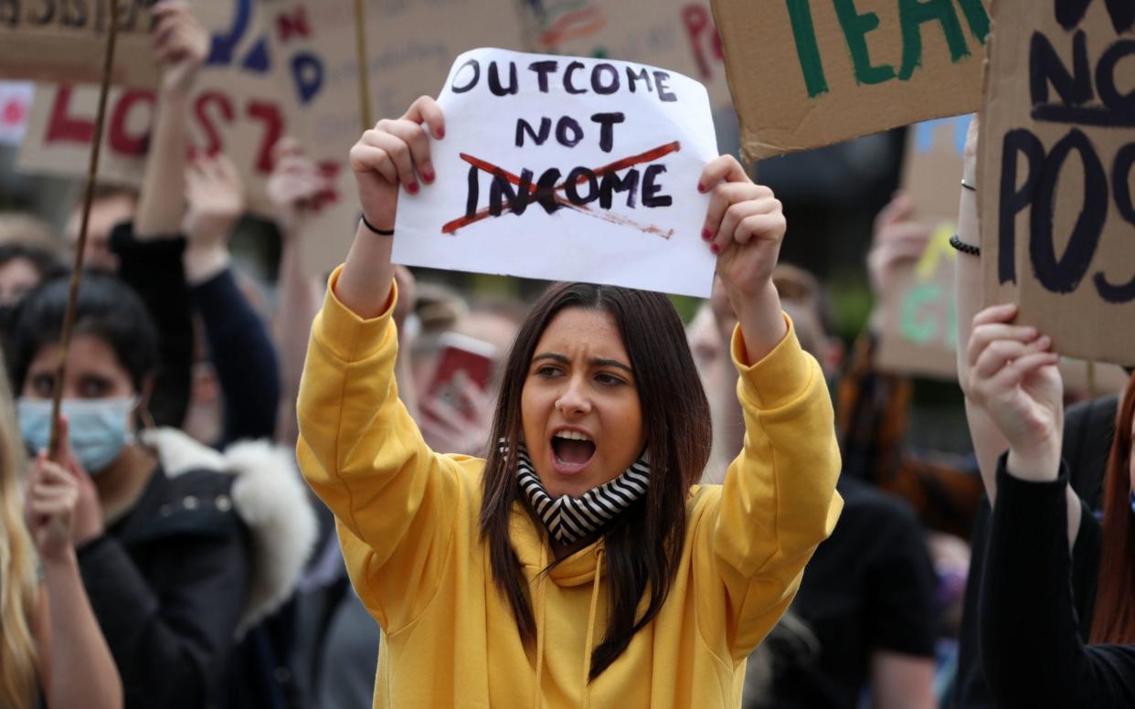 Teenagers in Glasgow protested against the 'unfair' system -  Andrew Milligan/PA