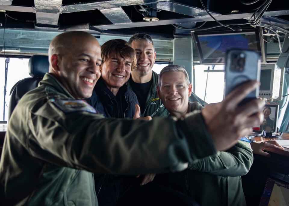 Tom Cruise was visiting the crew of the USS George H.W. Bush (CVN 77) (USS George H.W. Bush (CVN 77))