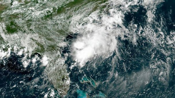 PHOTO: A NOAA image taken at 11:30 a.m., Saturday, July 2, 2022, shows Tropical Storm Colin off the Atlantic coast of the U.S. (NOAA via AP)