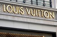 FILE PHOTO: Louis Vuitton logo outside a store in Paris