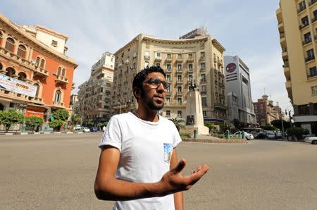 Mubarak Mashali, 20, a student at Cairo University, speaks during an interview with Reuters in Cairo, Egypt, May 17, 2017. REUTERS/Mohamed Abd El Ghany