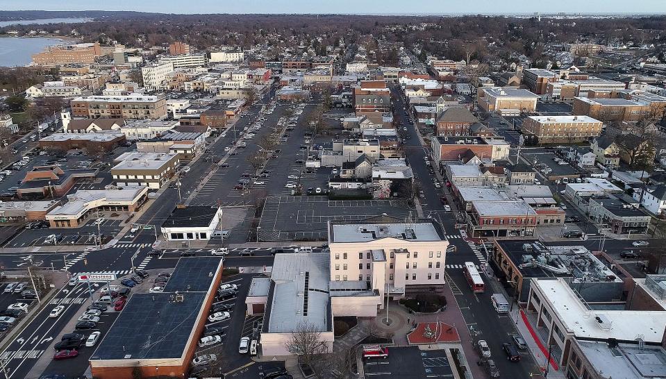 A view of Red Bank looking east, with the White Street parking lot in the center, is shown Thursday, January 2, 2019.