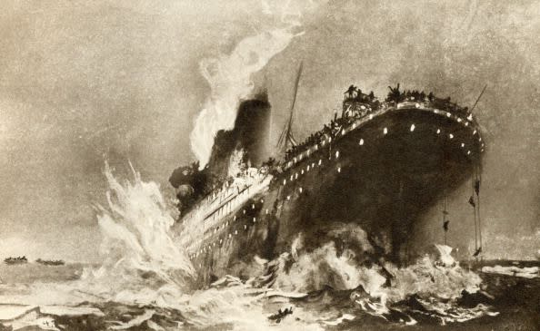 RMS Titanic Of The White Star Line Sinking Around 2 20 Am Monday Morning April 15 1912 After Hitting An Iceberg In The North Atlantic (Photo by: Universal History Archive/Universal Images Group via Getty Images)
