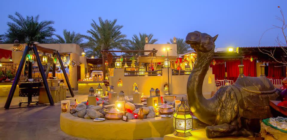 The Al Hadheerah restaurant is where food comes to life through music, dance and performance. Credit: Bab Al Shams Hotel