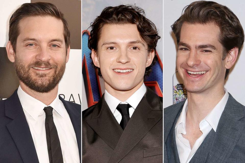 Rob Latour/Shutterstock; Amy Sussman/Getty Images; Gregory Pace/Shutterstock Tobey Maguire; Tom Holland; Andrew Garfield