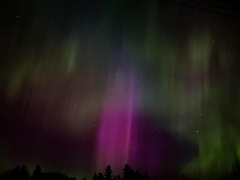 A starry night sky in Lower Cambridge combined with purple and green lights from the aurora borealis on Friday night and early Saturday. 