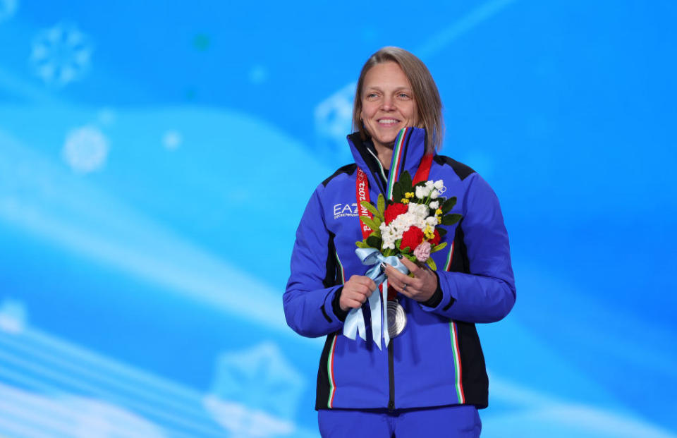 Fontana onstage with medal