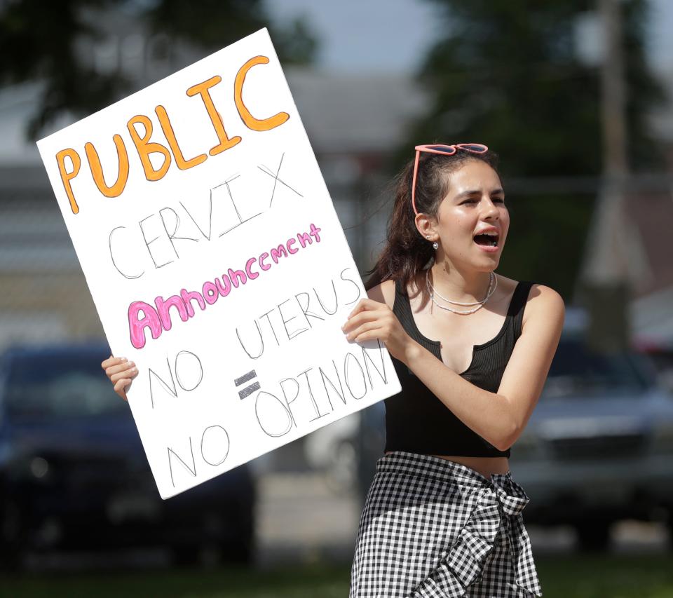 Hundreds of protesters marched from Baird Park to Green Bay City Hall on June 29, 2022, after the Supreme Court overturned Roe v. Wade, which made abortion a constitutional right for nearly 50 years.