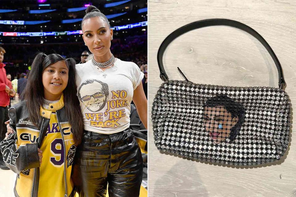 <p>Kevork Djansezian/Getty; Kim Kardashian/Instagram</p> Kim Kardashian is coveting an Alexander Wang bag that her daughter North West received as a gift.