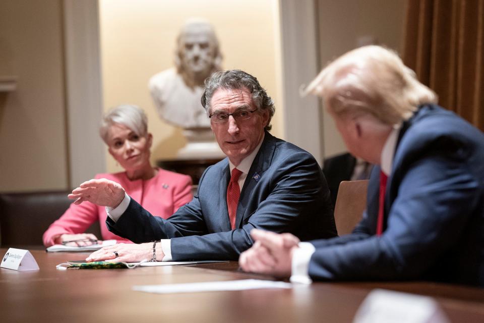 Michelle Kommer served as Commerce Commissioner and Labor Commissioner for the state of North Dakota. She is pictured here meeting with North Dakota Gov. Doug Burgum and then Pres. Donald Trump at the White House during her term as commissioner.