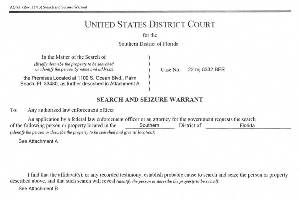 The search and seizure warrant (via REUTERS)