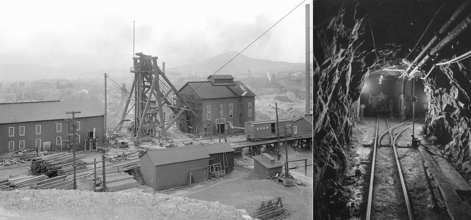 Left:&nbsp;Overview of the Anaconda Copper Mine operation in Butte, Montana, in the early 20th century. Right:&nbsp;Anaconda copper mine in November 1950. (Photo: Getty Images)