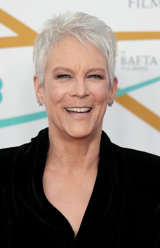 A closeup on  Jamie Lee Curtis