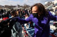 <p>Vice President Kamala Harris leaves after she was inaugurated along with President Joe Biden. </p>