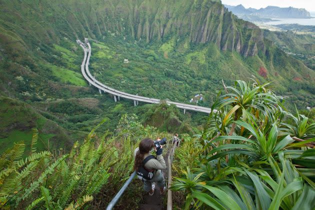 The Haiku Stairs are a popular attraction on Oahu, but they've long been a subject of debate among residents.  (Photo: Laszlo Podor via Getty Images)