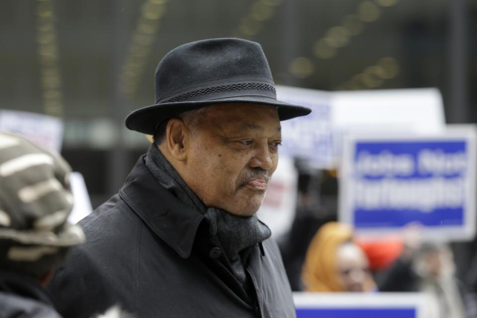 The Rev. Jesse Jackson joins government workers in Chicago during a rally against the partial government shutdown in January. (Photo: Kiichiro Sato/AP)
