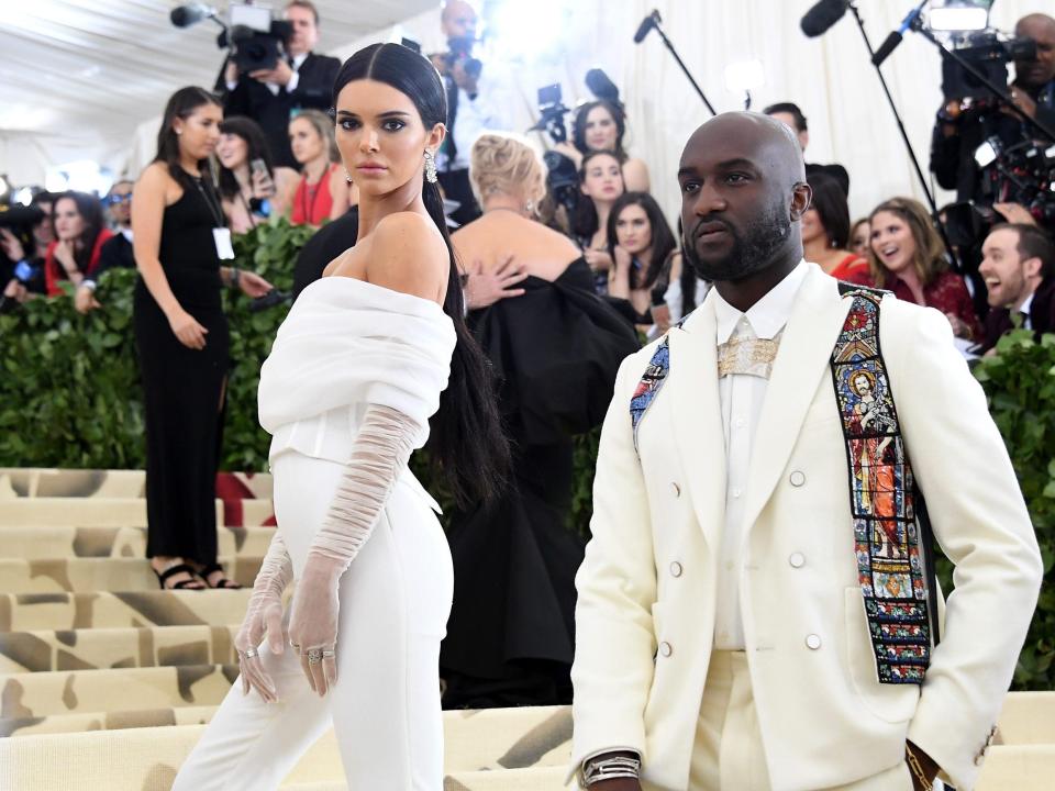 Model Kendall Jenner and designer Virgil Abloh attend the Heavenly Bodies: Fashion & The Catholic Imagination Costume Institute Gala at The Metropolitan Museum of Art on May 7, 2018 in New York City.