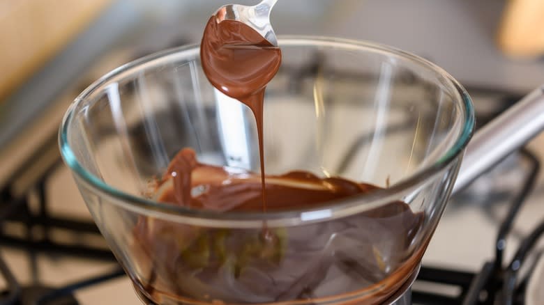 Melted chocolate in a double boiler