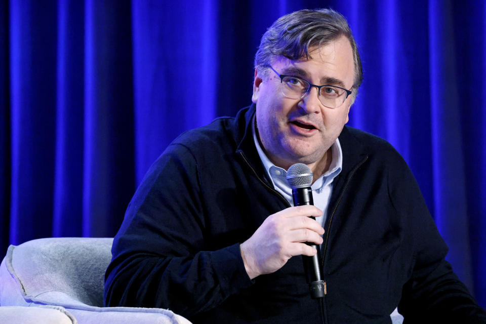 SAN FRANCISCO, CALIFORNIA - DECEMBER 05: Reid Hoffman speaks onstage during The AI Optimist Club at WIRED Celebrates 30th Anniversary With LiveWIRED at The Midway SF on December 05, 2023 in San Francisco, California. (Photo by Kimberly White/Getty Images for WIRED)