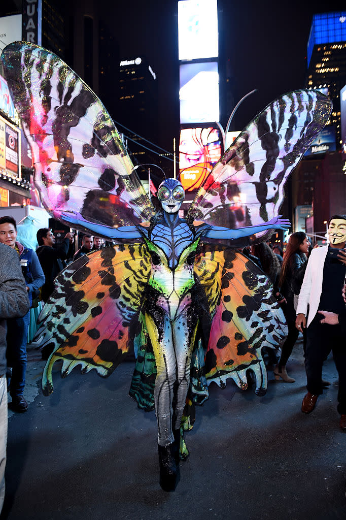 Heidi Klum Gives Times Square Visitors A Sneak Peek Of Her Halloween Costume Before Hosting Her Annual Party At TAO Downtown Sponsored By Moto X