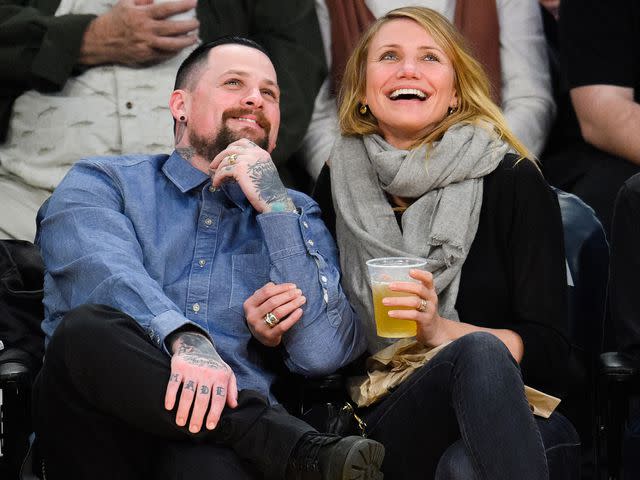 <p>Noel Vasquez/GC Images</p> Benji Madden and Cameron Diaz attend a basketball game between the Washington Wizards and the Los Angeles Lakers at Staples Center on January 27, 2015 in Los Angeles, California.