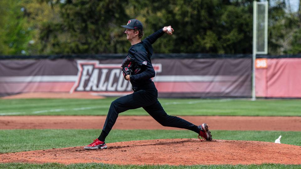 Ball State baseball's Ty Weatherly pitched seven scoreless innings in the team's game against Miami (Ohio) at First Merchants Ballpark on Saturday, May 13, 2023.