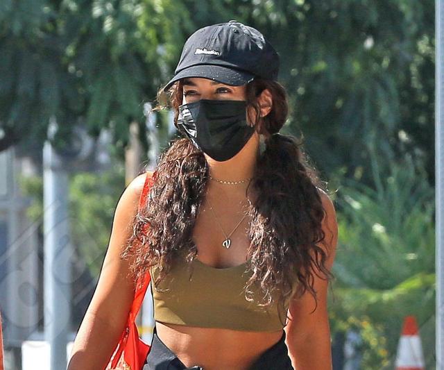 Vanessa Hudgens Olive Green Sports Bra Street Style Spring Summer