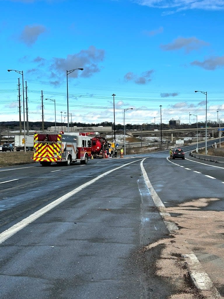 OPP say clean up efforts should be complete by 2 p.m. (OPP Highway Safety Division/X - image credit)