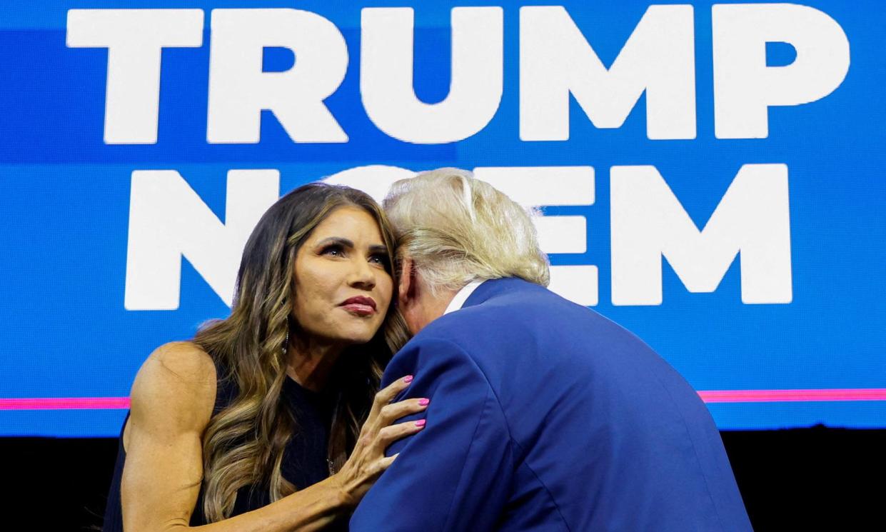 <span>Kristi Noem greets Donald Trump in Rapid City, South Dakota, in September.</span><span>Photograph: Jonathan Ernst/Reuters</span>