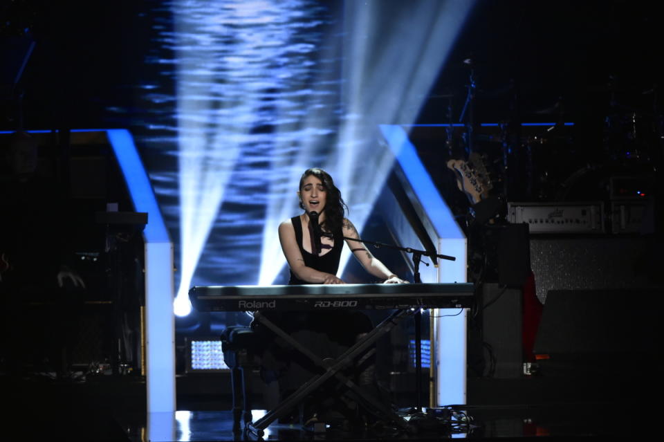 Emily Estefan performs “Reach.” (Photo: Timothy Kuratek/CBS)