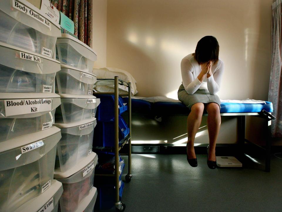 PICTURE POSED BY MODEL. A rape victim waits to be seen by the doctor in the medical room at a specialist rape clinic in Kent (Gareth Fuller/PA) (PA Archive)