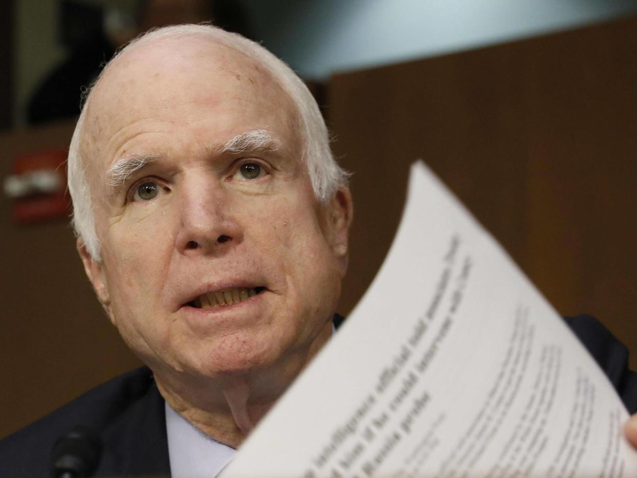 U.S. Senator John McCain has branded Trump's willingness to believe President Vladimir Putin as unpatriotic: Kevin Lamarque/Reuters