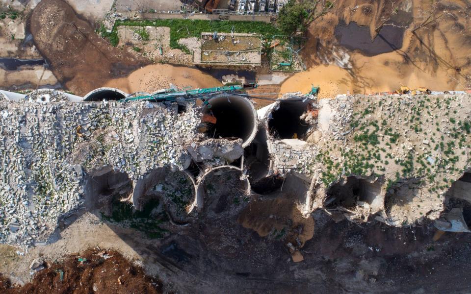 Tonnes of grain and corn spilled out of the silos after the blast and six months on flocks of birds are still feeding at the site - WAEL HAMZEH/EPA-EFE/Shutterstock