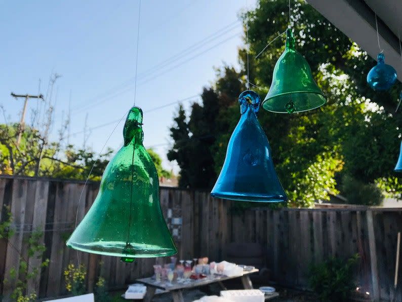 47) Colorful Blown Glass Sun Catcher Bells